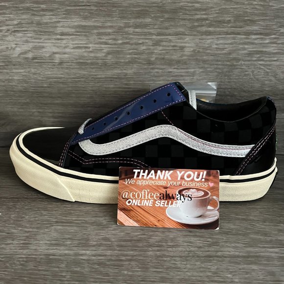 🥳 HP 🥳 Vans Sinner's Club Og Old Skool Lx Black Yellow Size 8.5 Men's NWOB - Picture 7 of 12